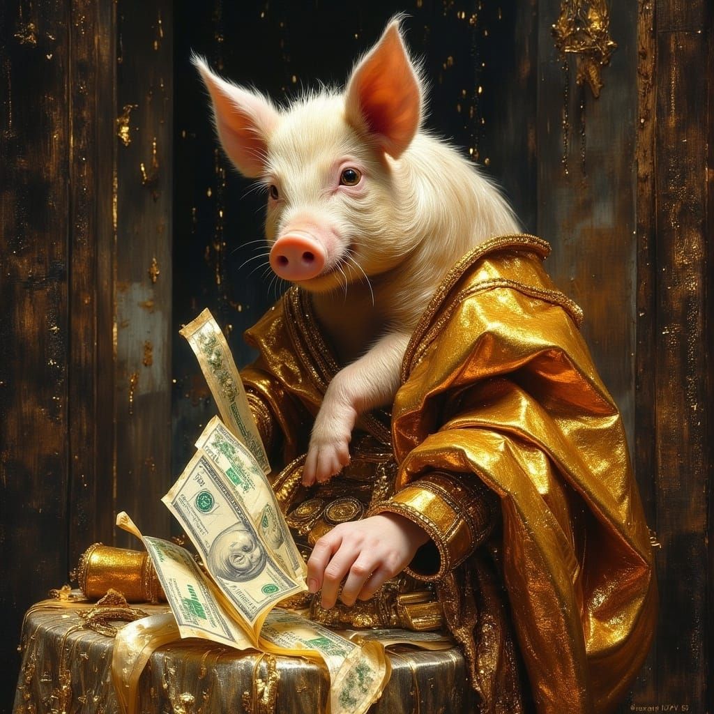 Grotesque Pigs and Bloody Envelope in Bosch-Filonov Style