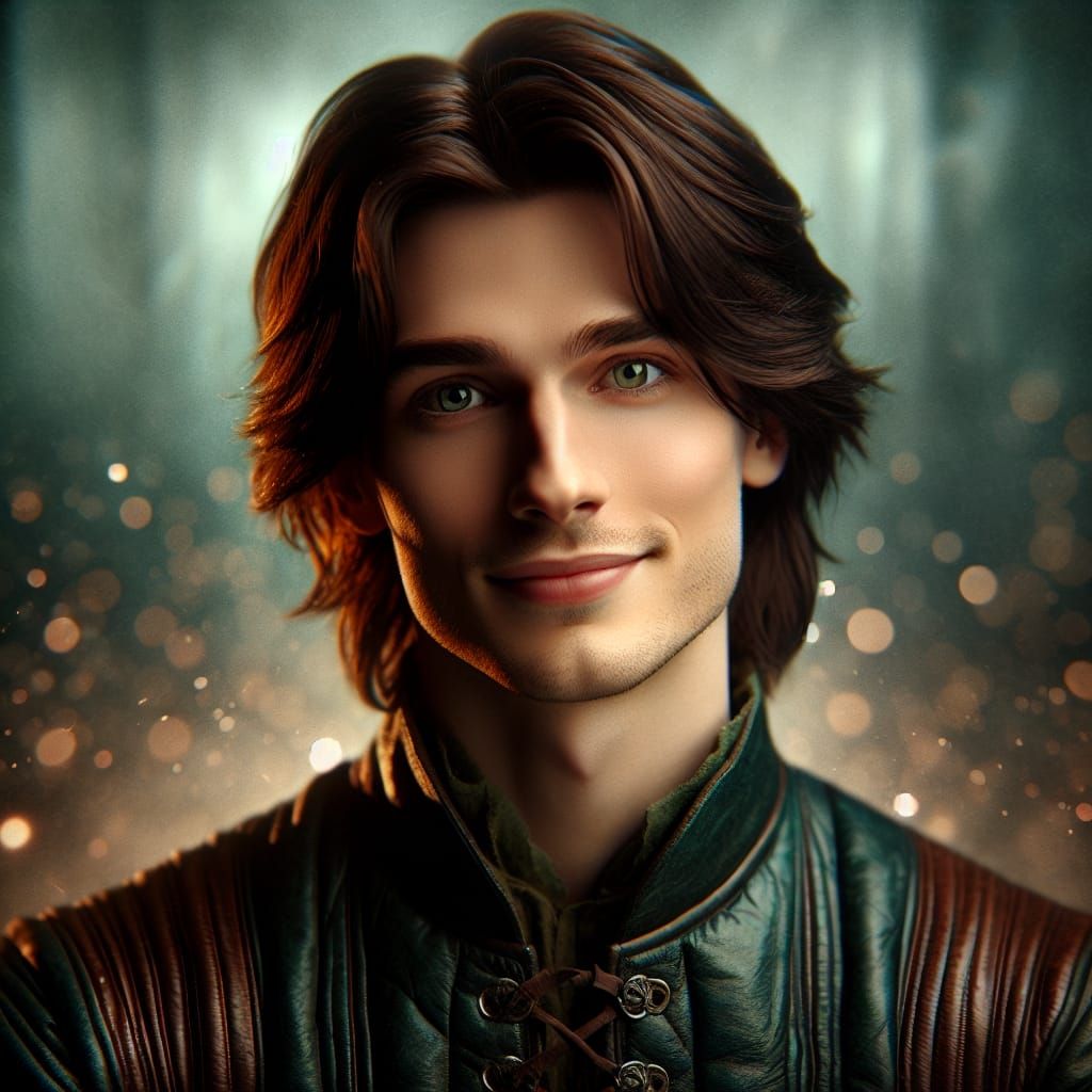 Ethereal Portrait of a Young Man in Hypermaximalist Style