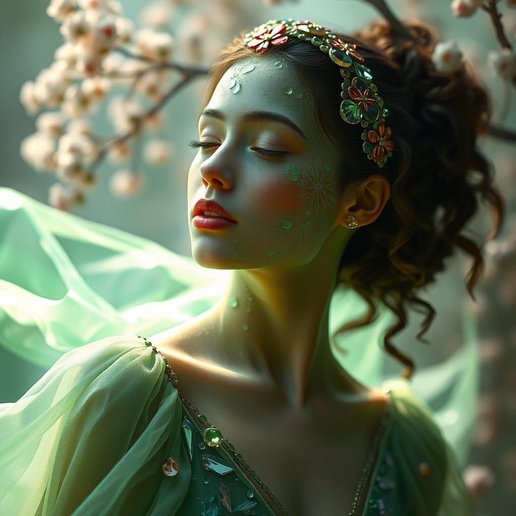 Gemstone Woman Portrait in Hyperrealistic Style