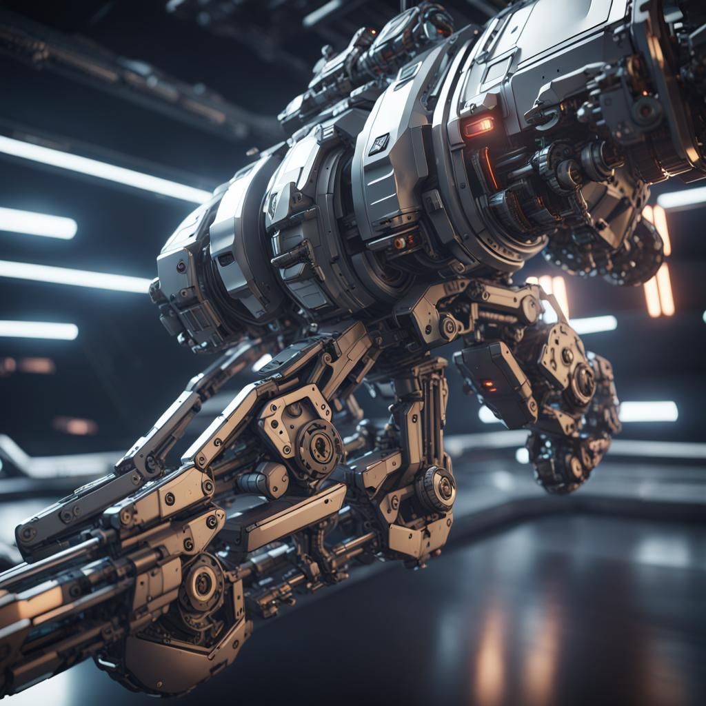 Futuristic Mecha Cannon Arm on Spaceship