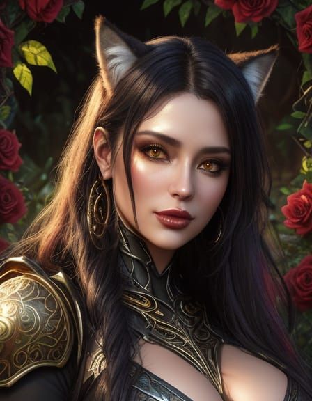 Biopunk Wolf Woman Portrait in Erotic Fantasy Art