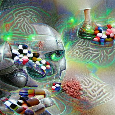 Surreal AI Depiction: Artificial Intelligence on Drugs