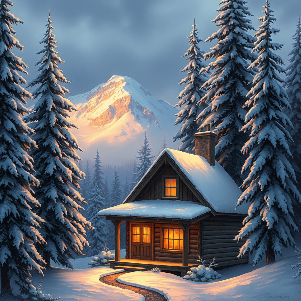 Snowy Mountain Cabin in Cozy Cottage Style