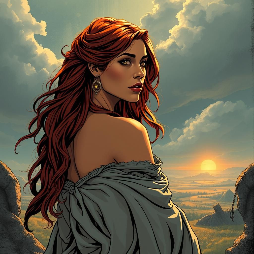 Persephone, Goddess of Spring, in Comic Book Art Style