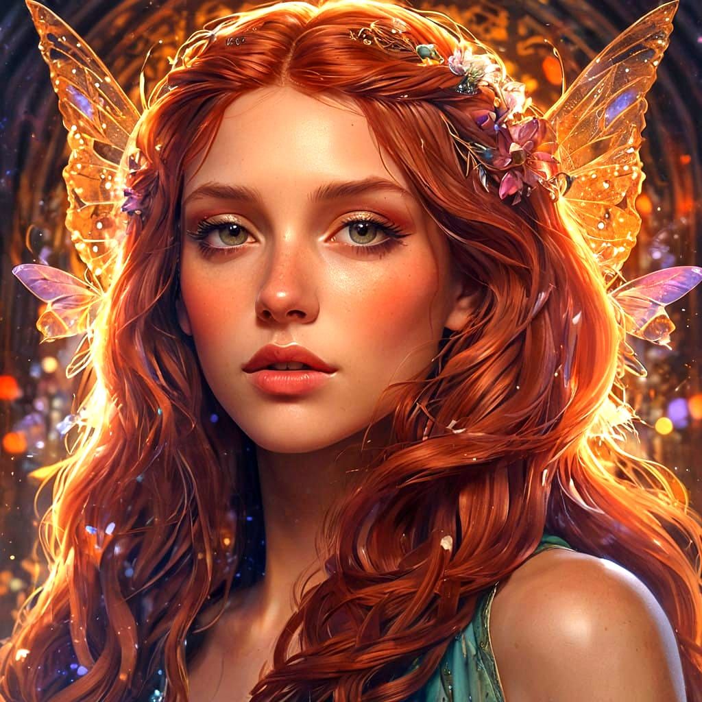 Hyperrealistic Fairy Portrait in Vibrant Atmosphereic Effect...