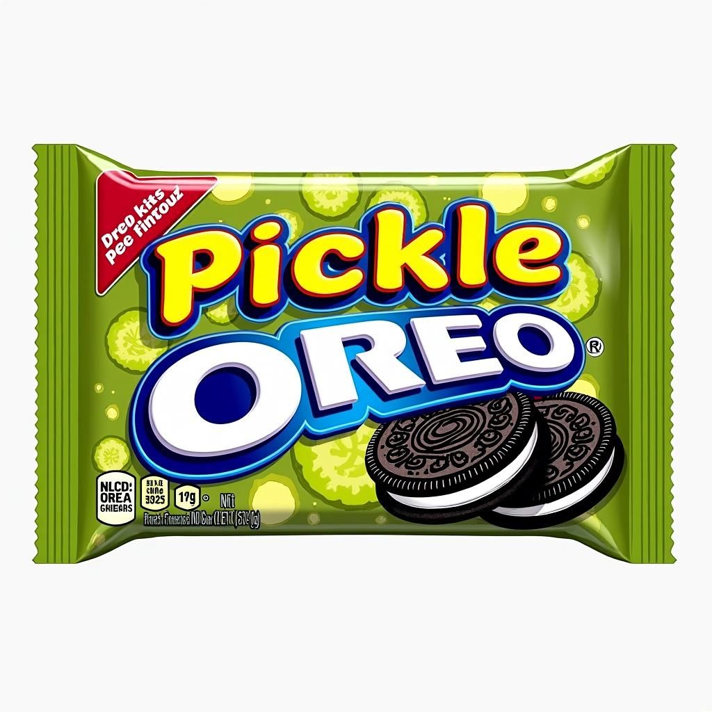 Pickle Flavored Oreos Package in Pop Art Style
