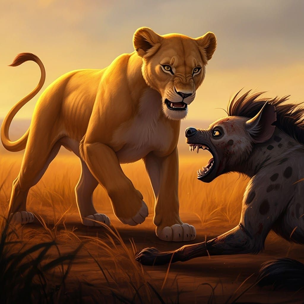 Lioness Nala's Ferocious Battle on the Savannah