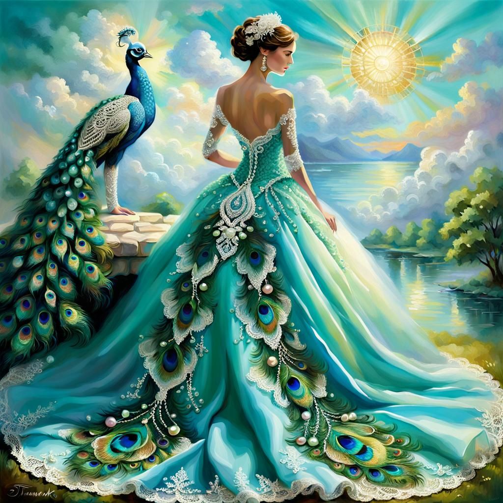 Luxurious Peacock in Abstract Ethereal Style
