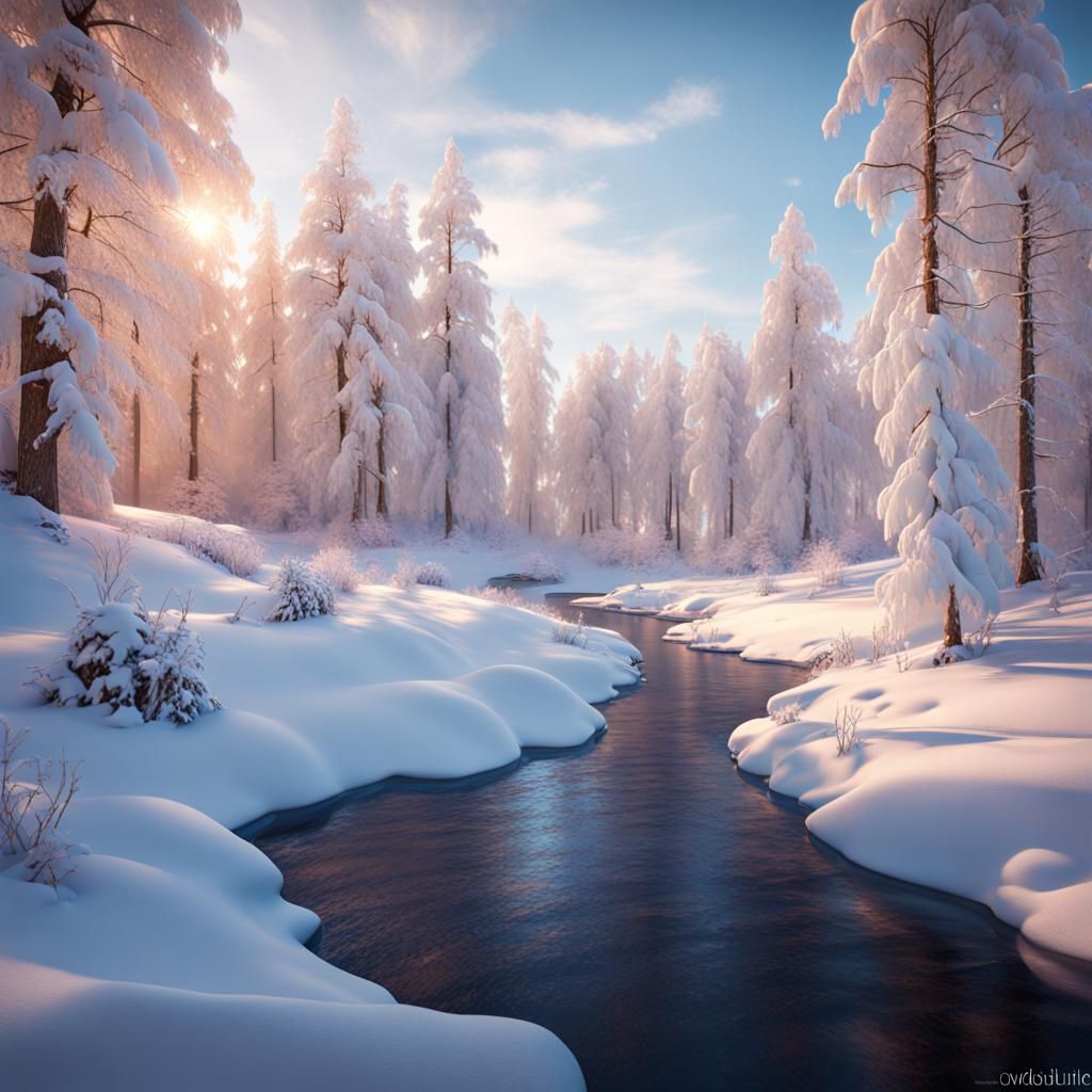 Finland Winter Wonderland in Detailed Matte Painting