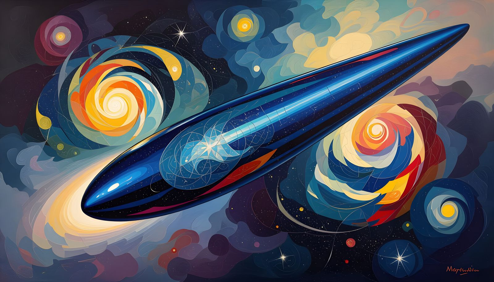 Dynamic Cylinder Races Through Kandinsky Starfield