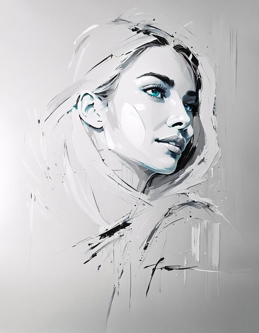 Pop-Expressionism Portrait with Long Eyelashes