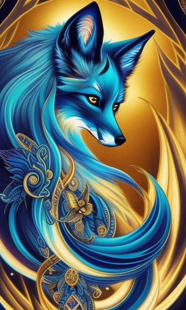 Ornate Kitsune Fox Woman in Comic Book Style