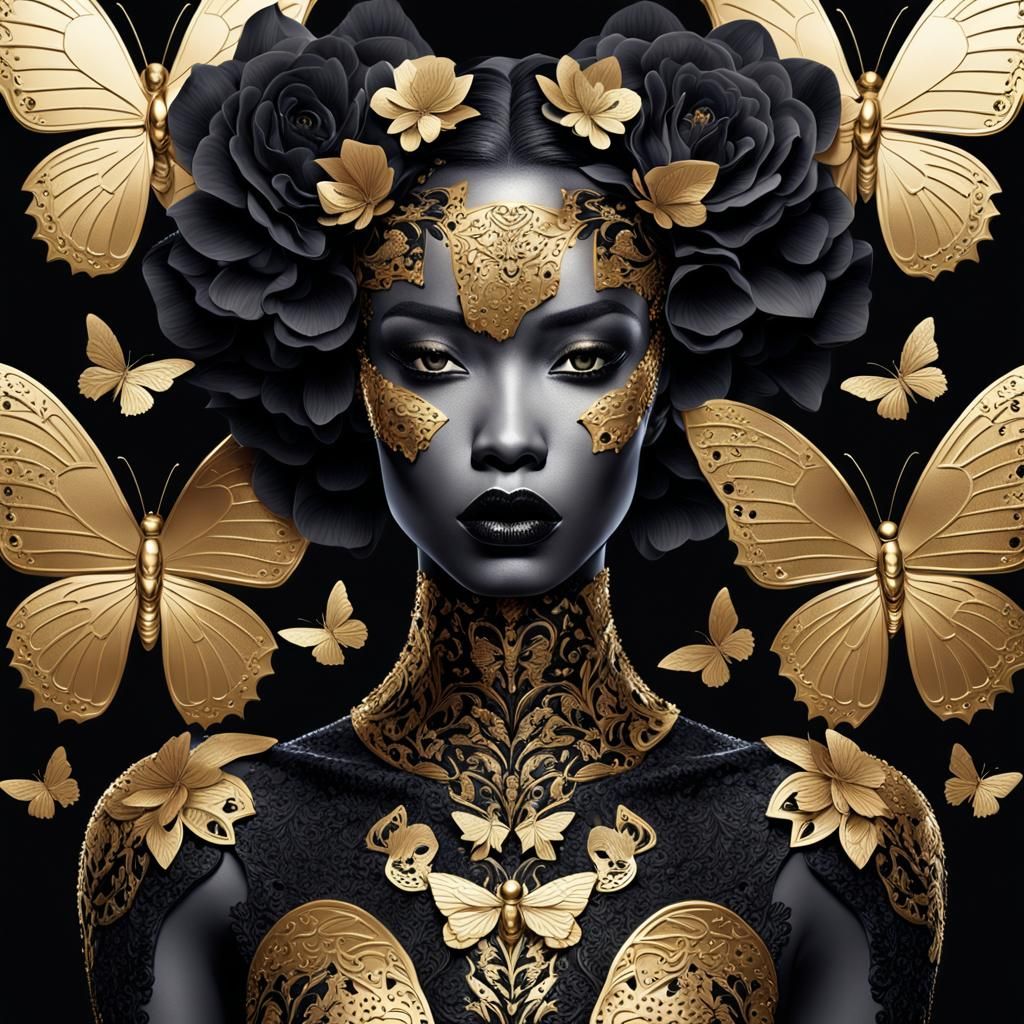 Intricate Golden Humanoid with Embossed Details