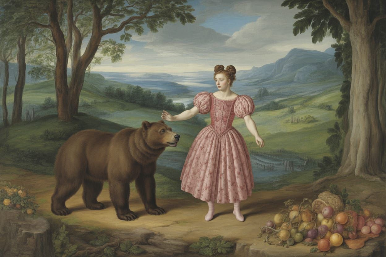 Titania in Spacebuns Exeunt Pursued by a Bear - Shakespearean Fruit