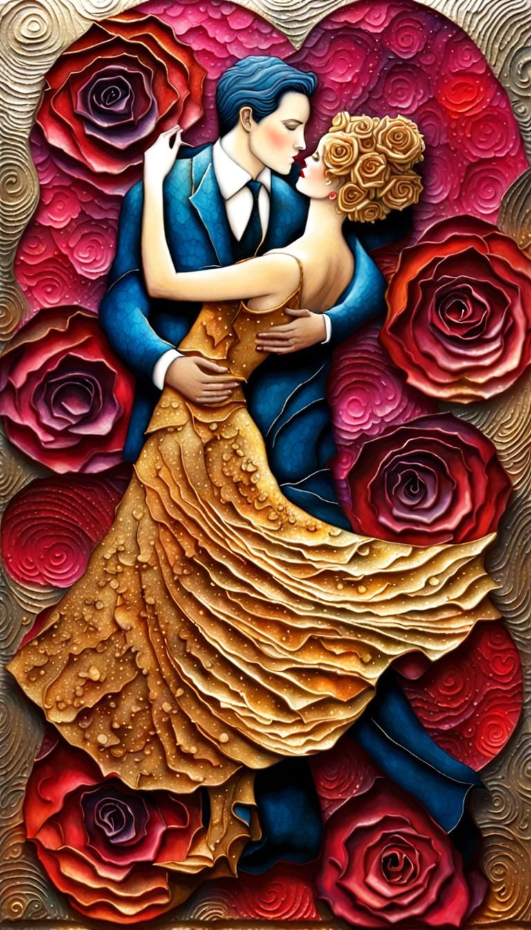 Sparkling Tango Dancers in 3D Bas-Relief