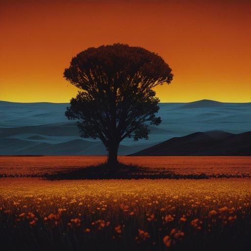 Flaming Flowers Ablaze in a Desolate Landscape