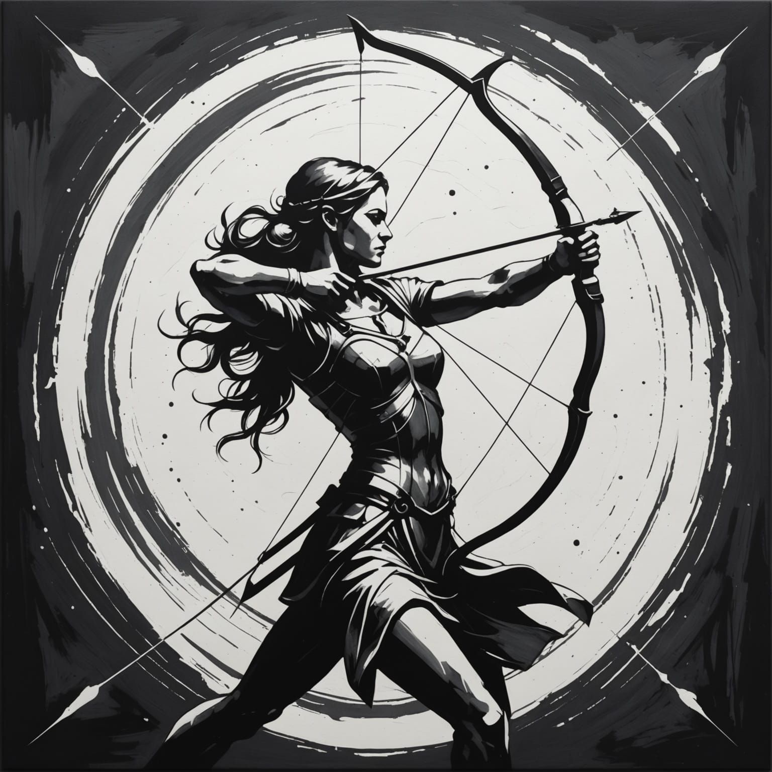 White Archer on Dark Canvas