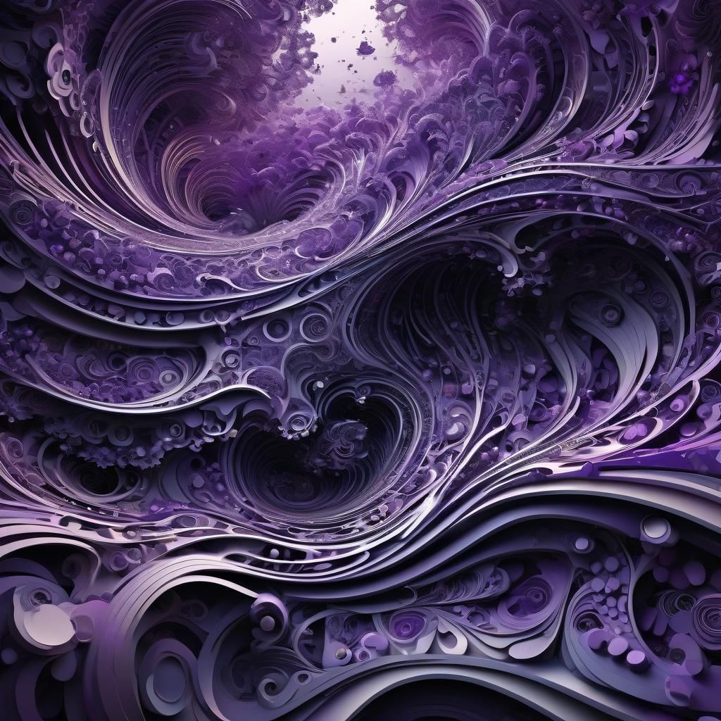 Abstract Purple Fractal with 3D Shading