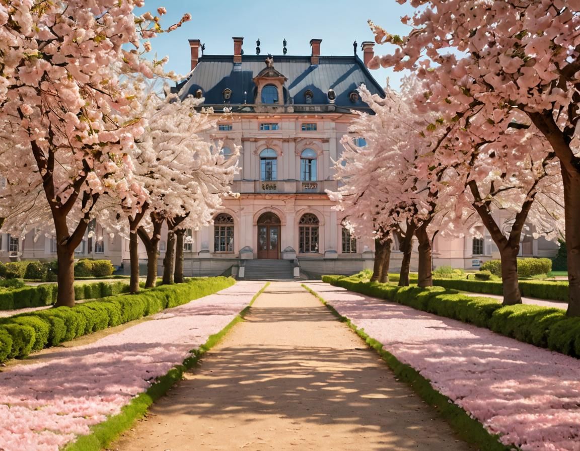 Schwetzingen Palace in French Baroque Cherry Blossom Paradis...
