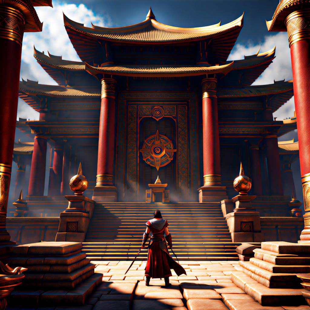 Temple of the Winds: Epic 3D Game Scene