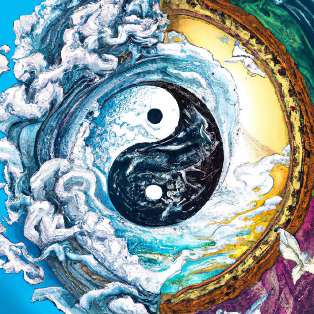 Psychedelic Yin Yang Symbol in Art Nouveau Style