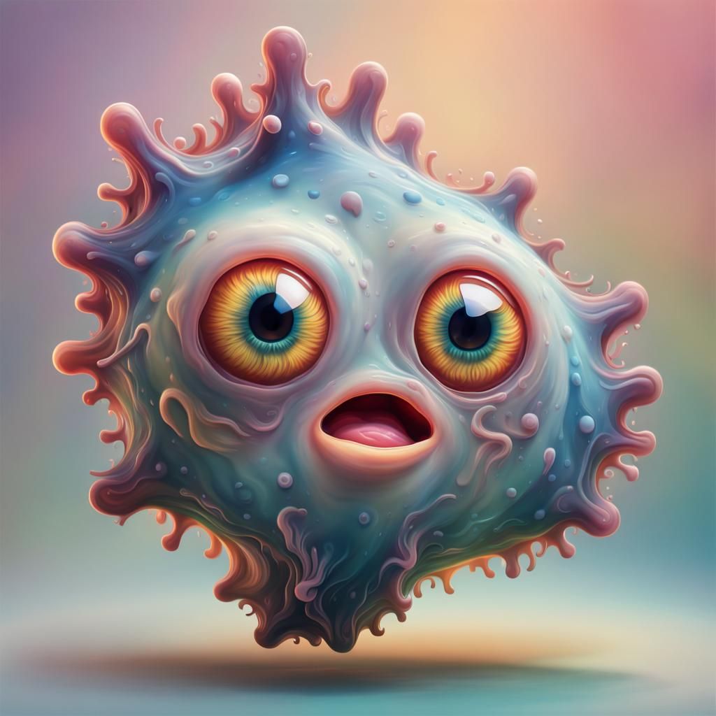 Detailed Furry Amoeba with Colorful Background