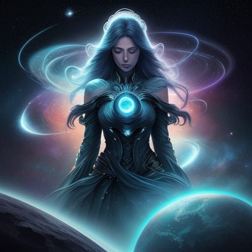 Cosmic Woman Formed of Stars and Nebulae