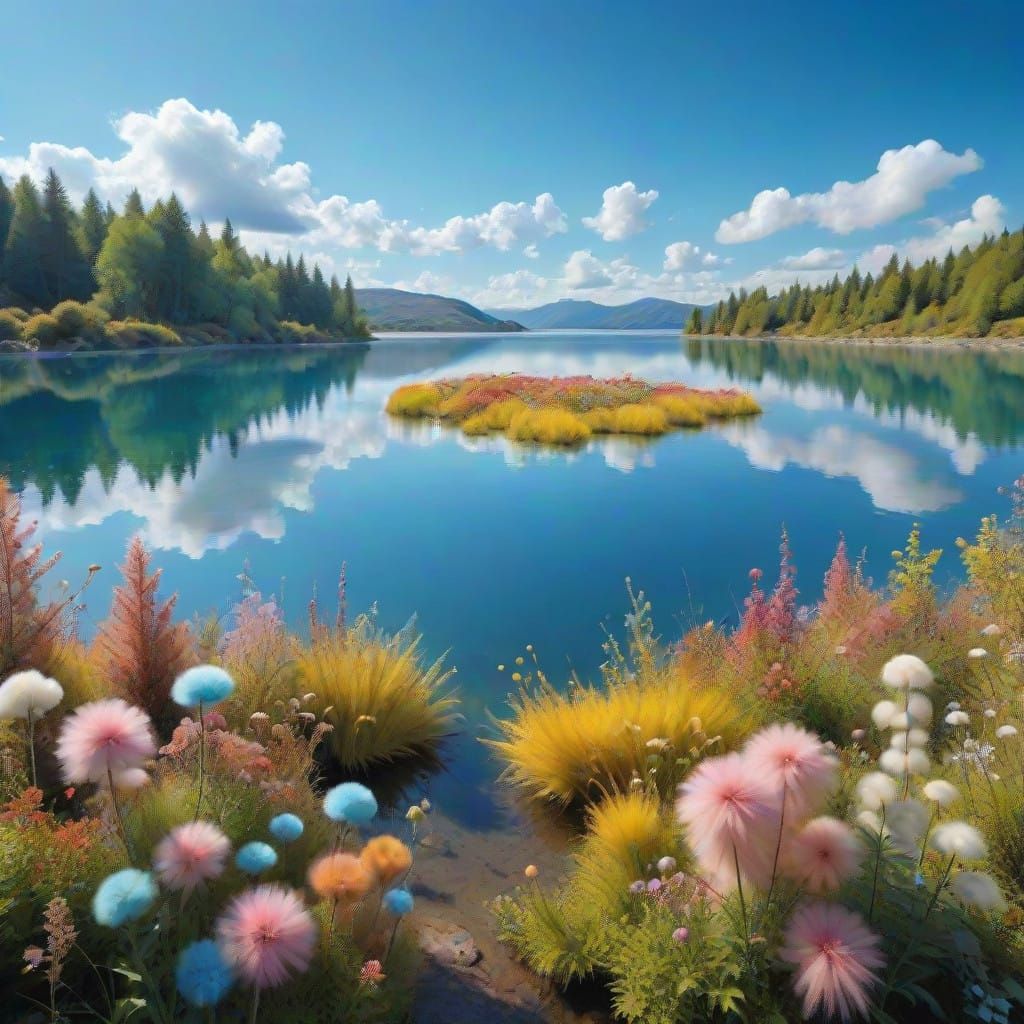 An ethereal landscape with soft fluffy exquisite extraterres...