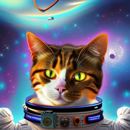 Astronaut Cat in Space: Digital Art