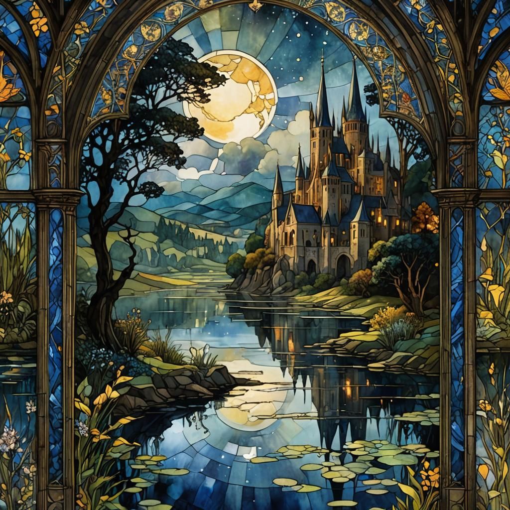 Medieval Fantasy Reflections in Art Brut Style