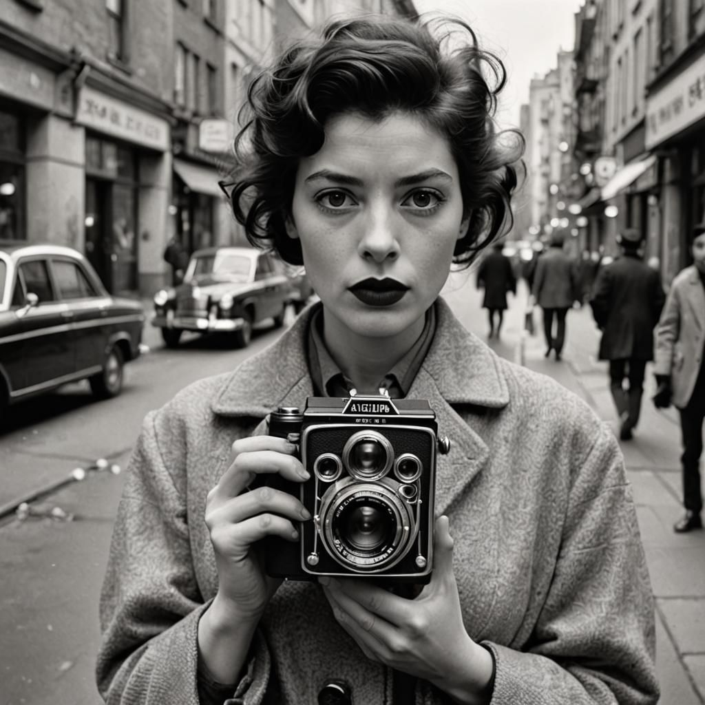 Photographer with Rolleiflex Camera in Surrealist Style