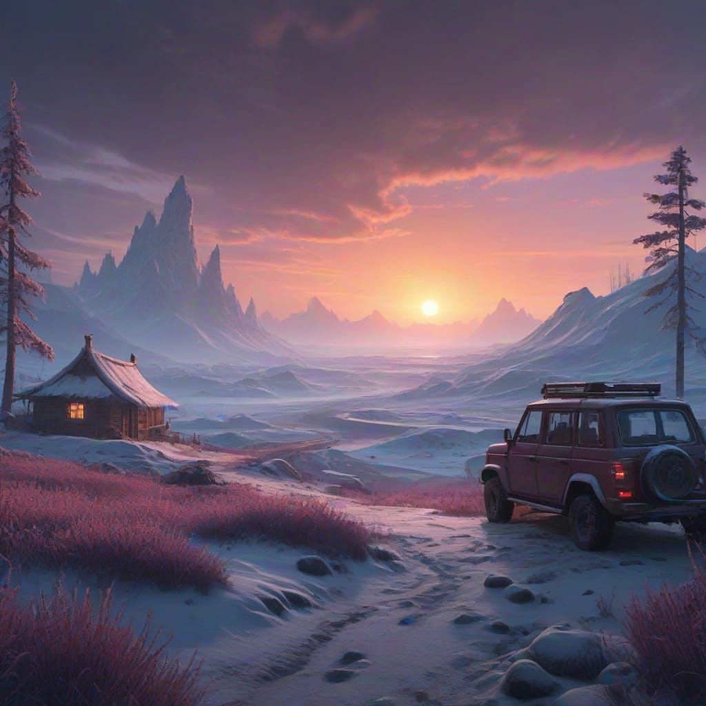 Ethereal Arctic Landscape in Dystopian Futurism Style