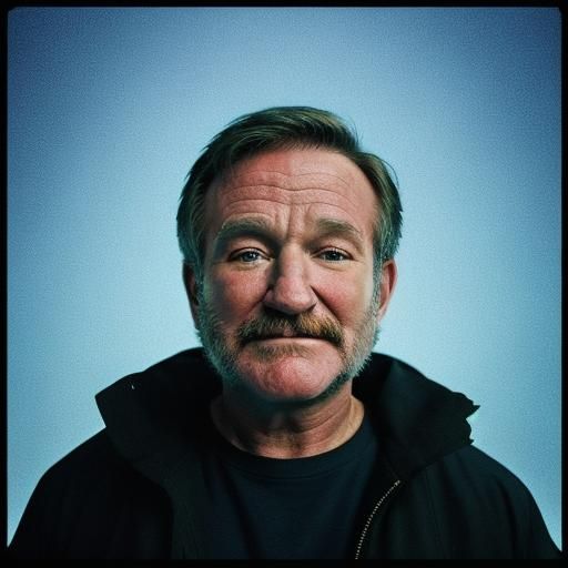 Robin Williams Close-Up Portrait in Cinematic Style