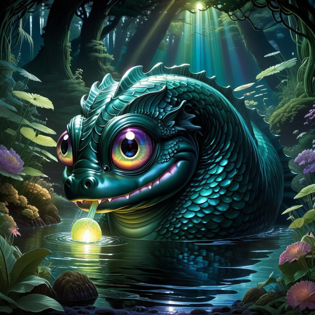 Adorable Anime Loch Ness Monster Key Visual