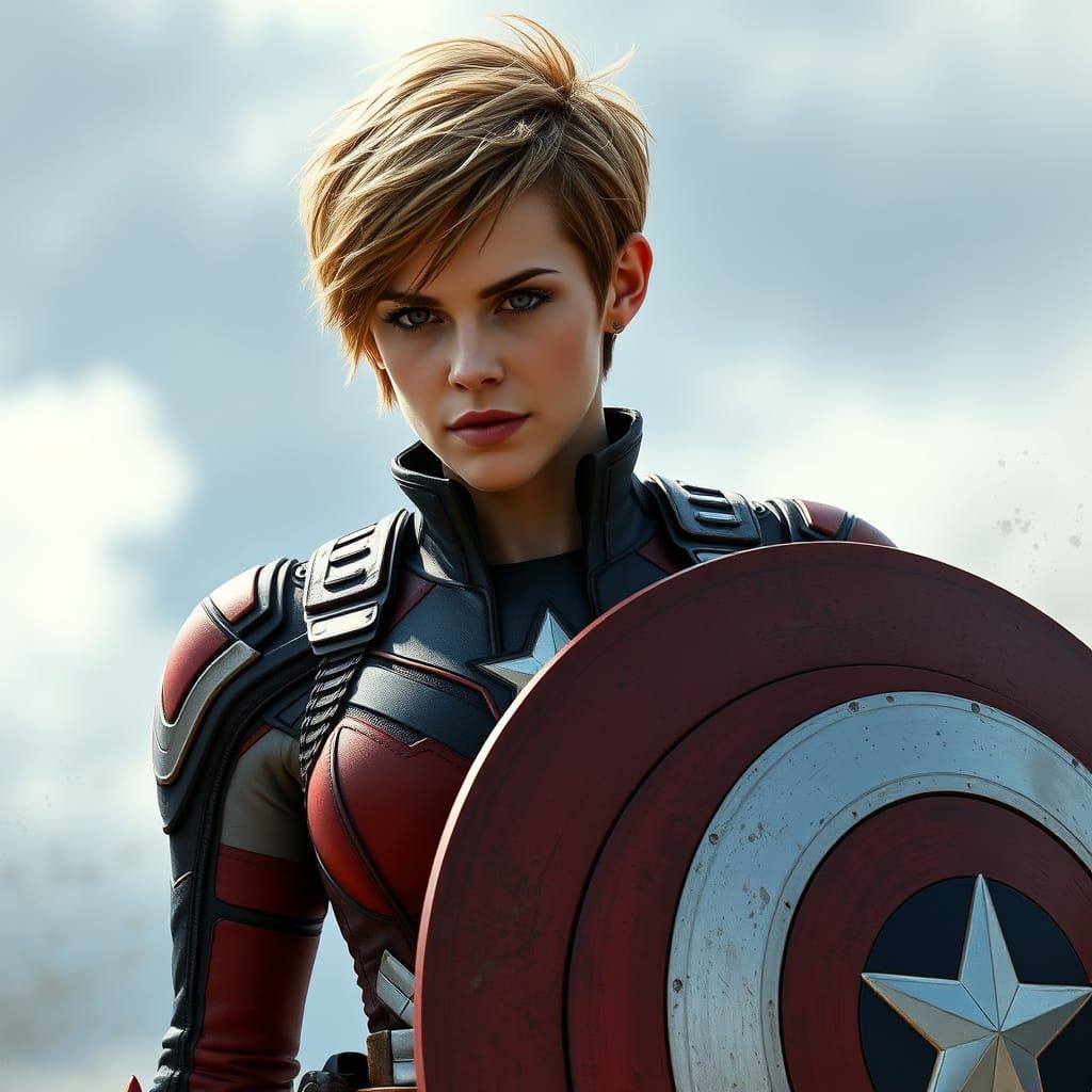 Empowered Captain America in Weathered Uniform