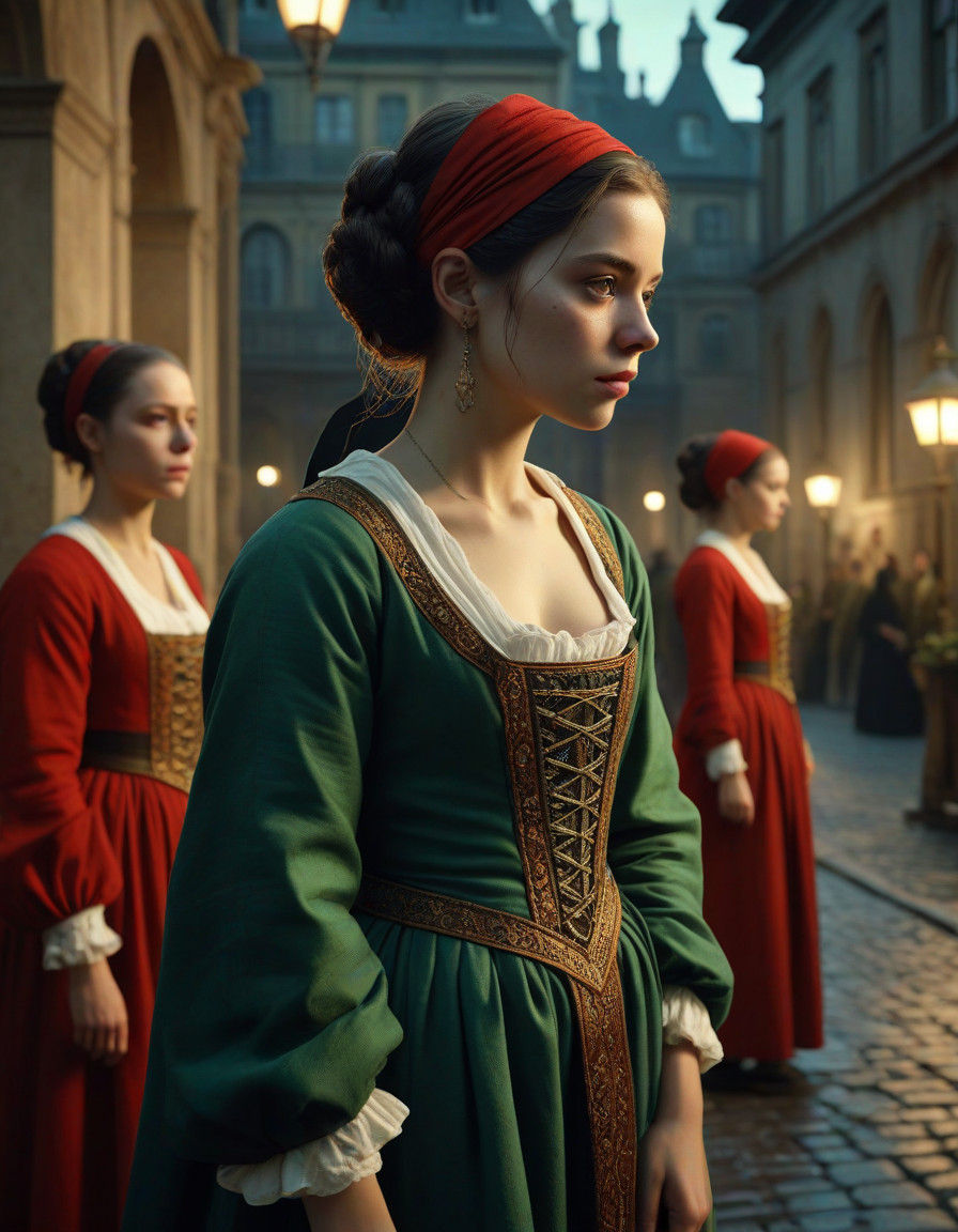 Dystopian Baroque City Square Immerges in Darkness