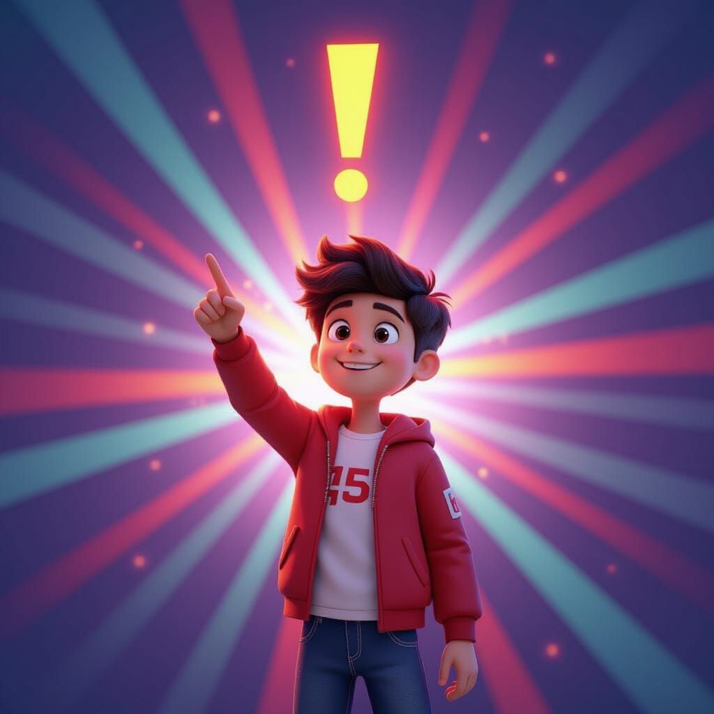 Boy's Sudden Realization in Pixar-esque 3D Art