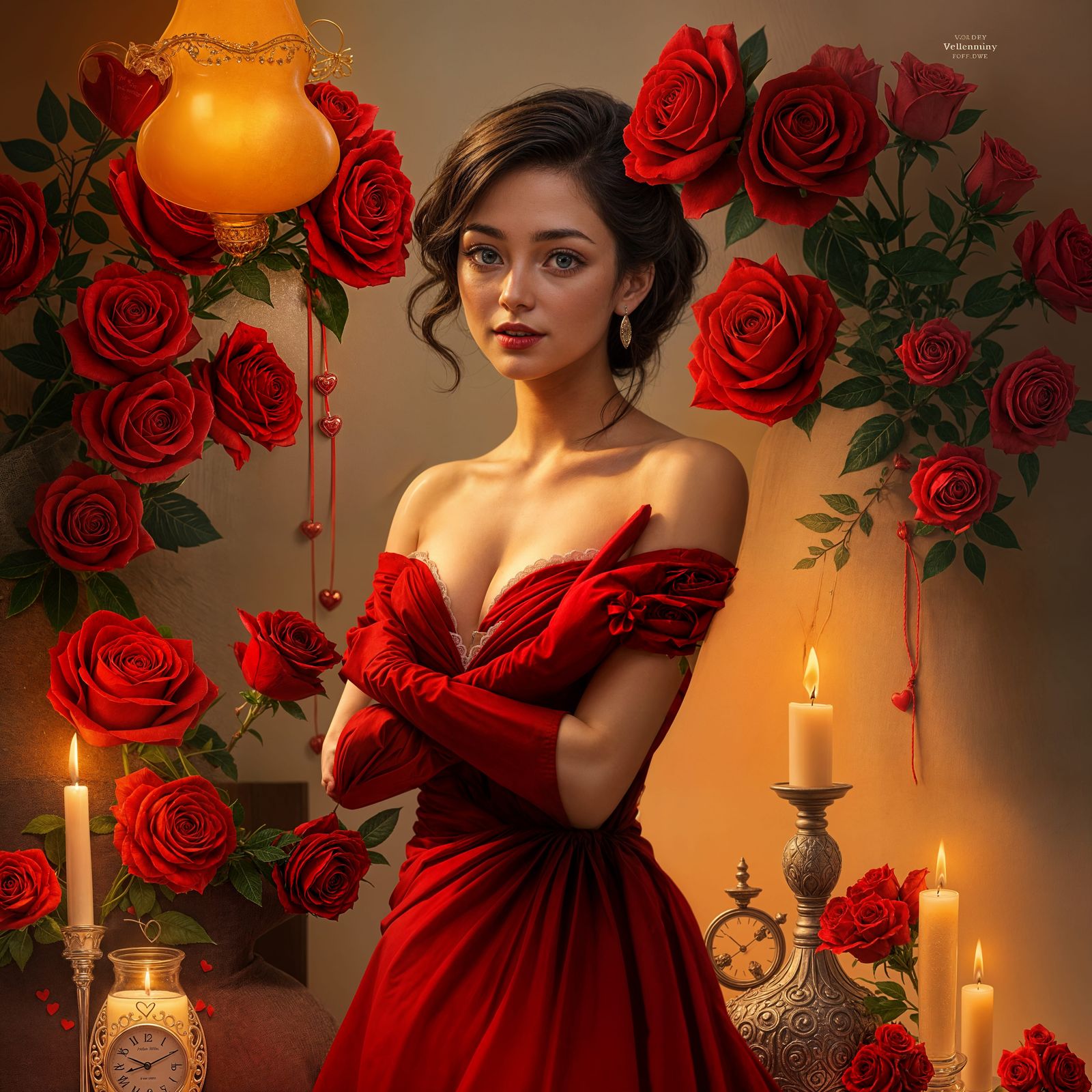 Romantic Couple Waiting in Snowy Garden