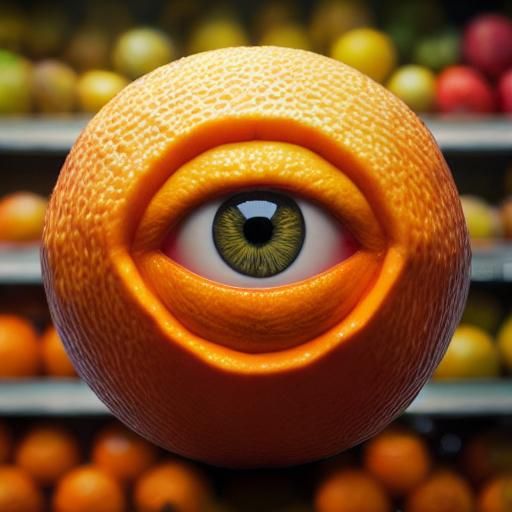 Hyperrealistic Orange Fruit Monster Portrait
