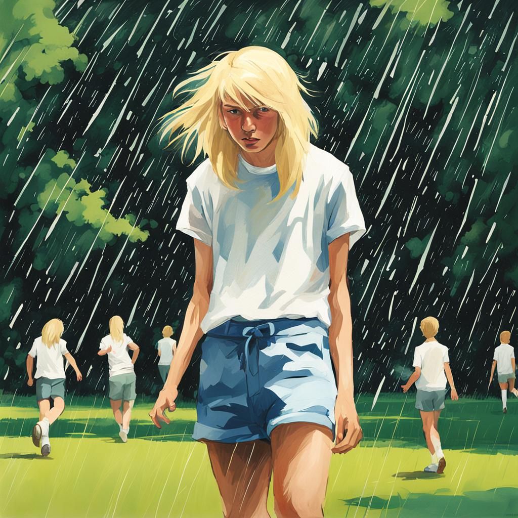 Girl Dancing in Summer Rain, Fuseli Style