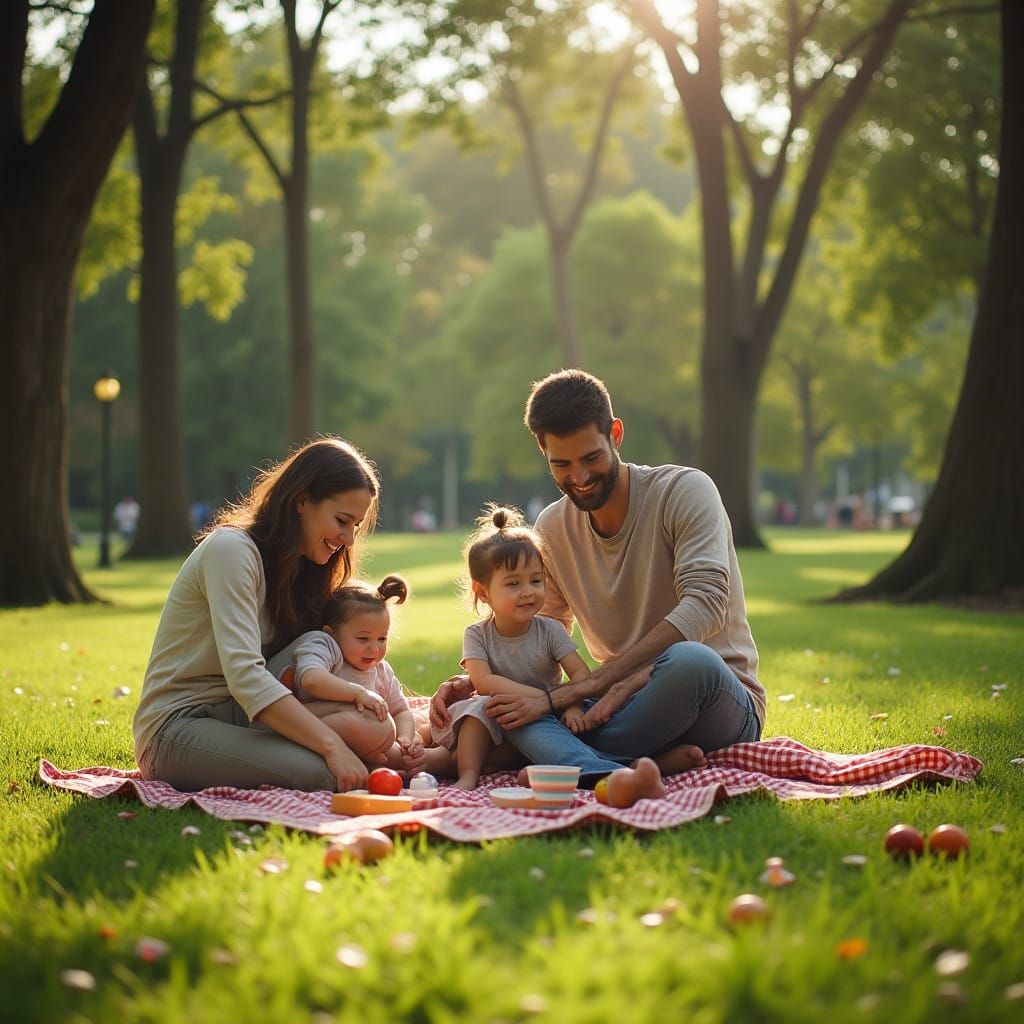 Loving Family Moment in a Sunny Park