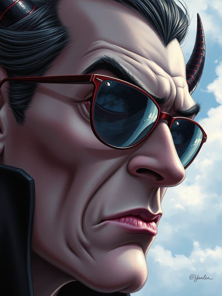 Dark Lord in Sunglasses: A Moody Anime Portrait