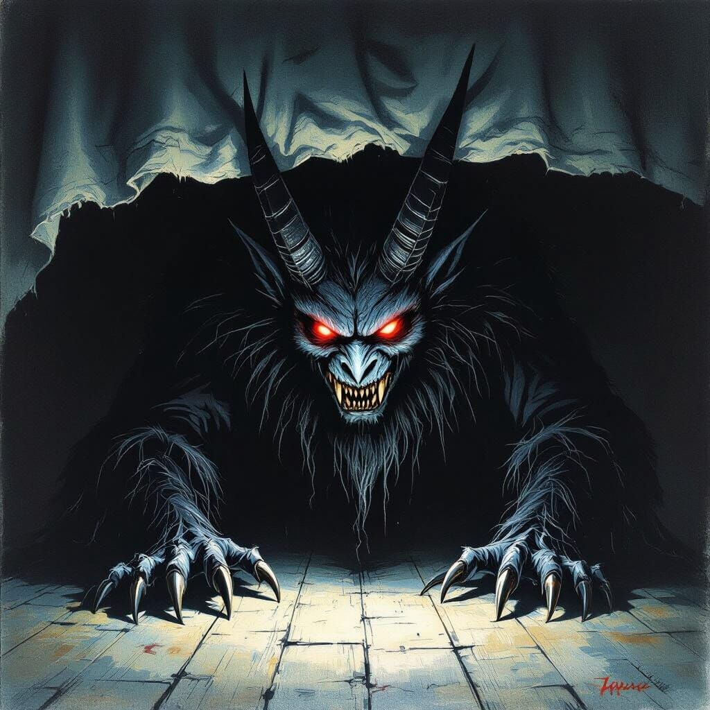 Terrifying Krampus Lurks Under Child's Bed