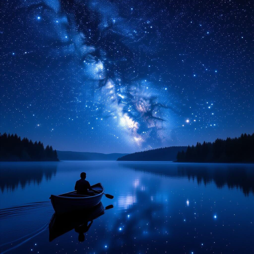 Starlit Lake at Midnight: A Digital Matte Painting