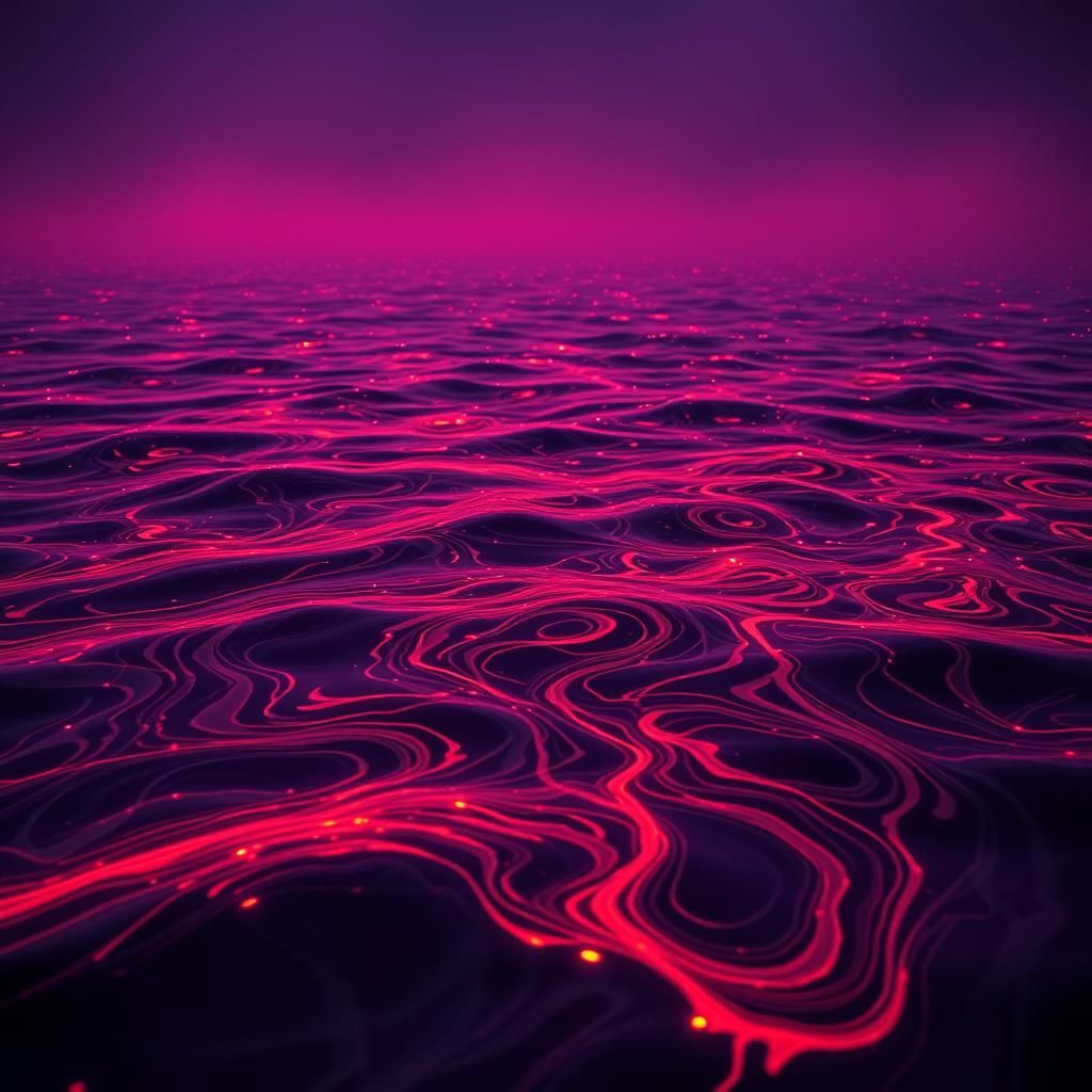 Neon Water Ripples in a Cinematic HDR Aesthetic