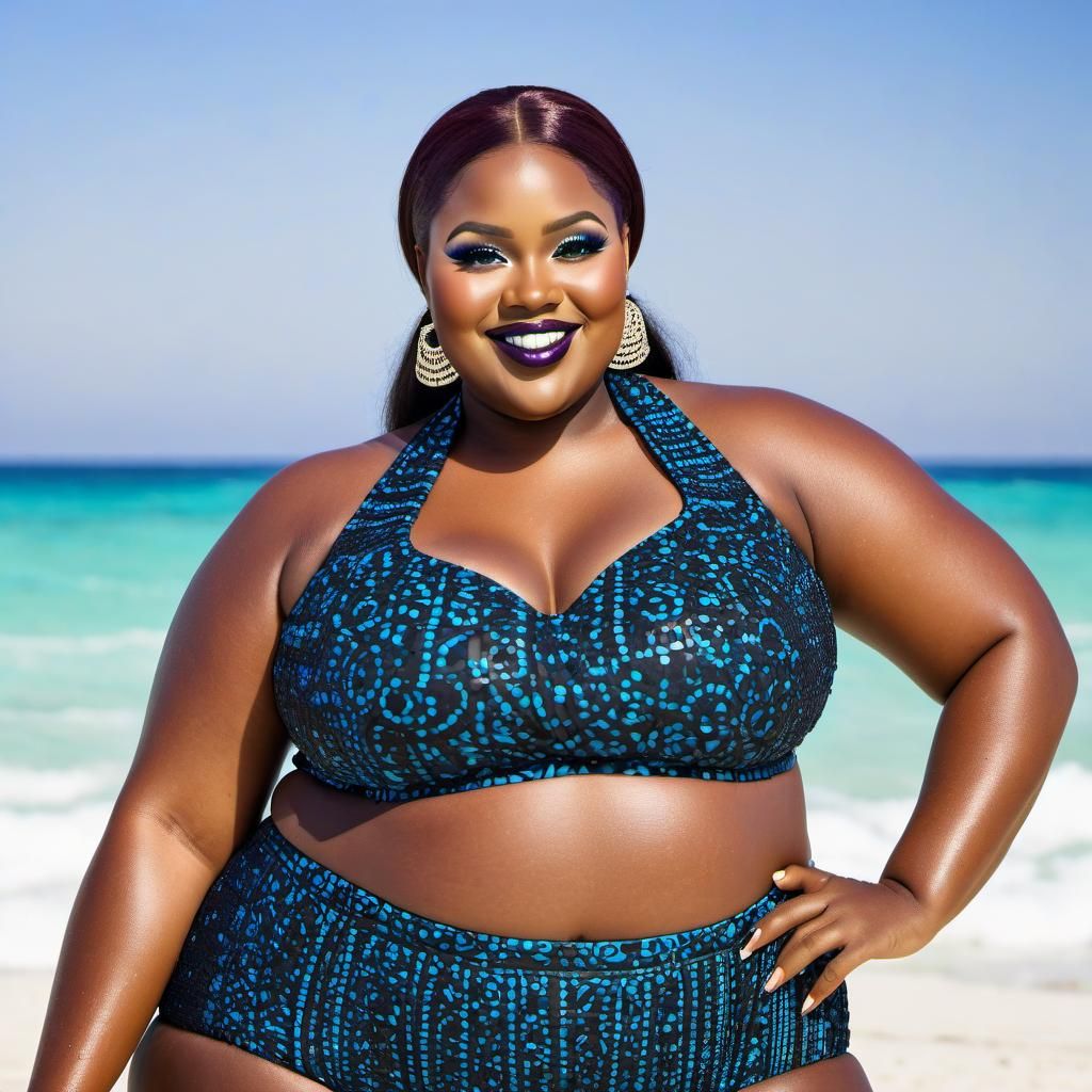 Curvy Woman on Elaborate Beach Resort