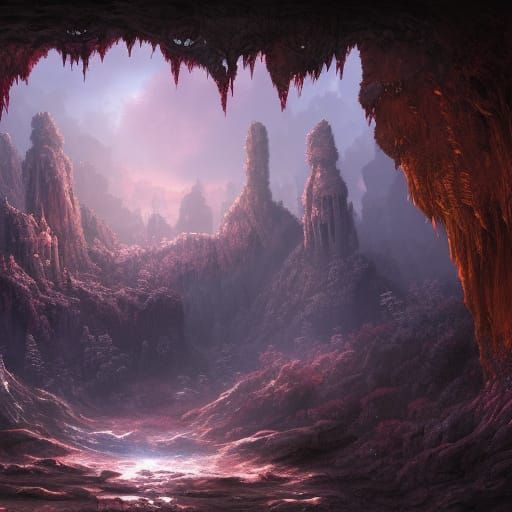 Fantastical Castle Cave Concept Art