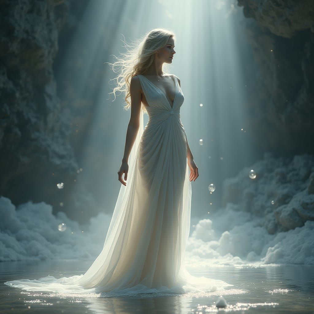 Regal Celestial Woman in Starlight, Digital Surrealism