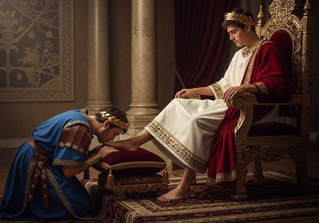 Young Emperor Receives Homage: Photorealistic Roman Scene
