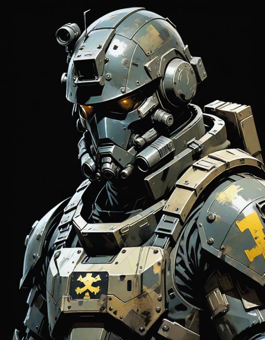 Fallout Soldier: Grimdark Maximalist Illustration